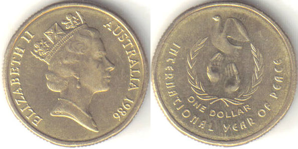 1986 Australia $1 (Year of Peace) A000475